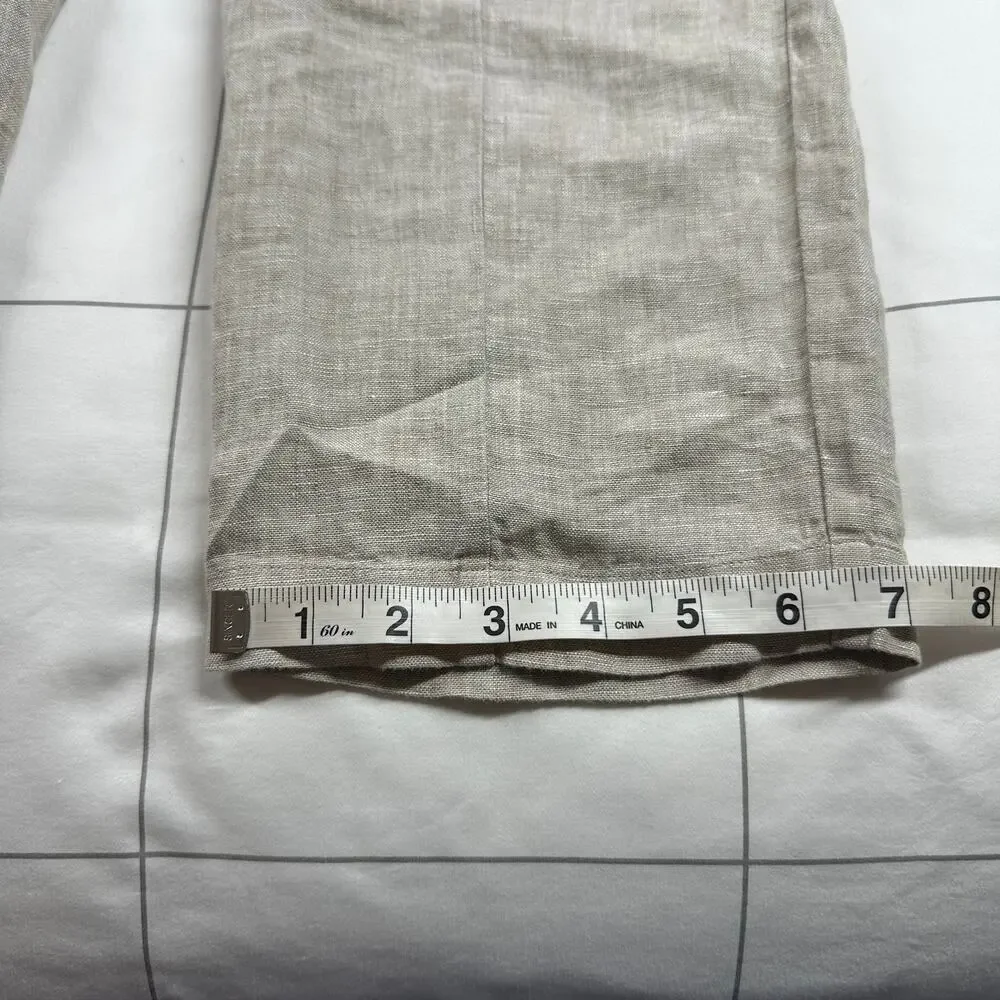 Quince Pants Womens Medium Flax Cream 100% European Linen Tapered Ankle Relaxed - Picture 12 of 12